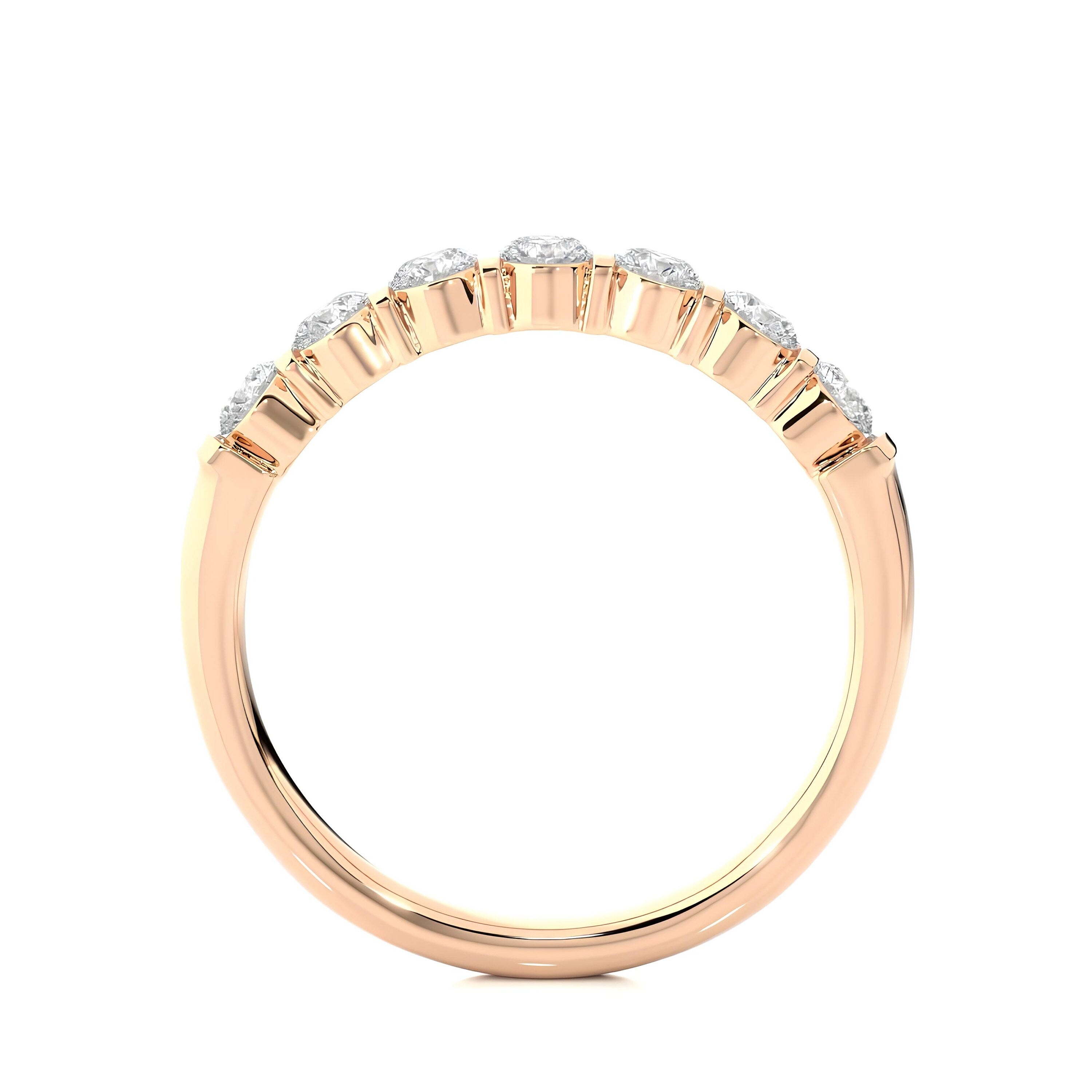 2.75MM EF VS/SI Lab-Grown Diamond Eternity Band – 7-Stone Bar-Set Diamond Ring, Unique Wedding and Stacking Band 14K Gold