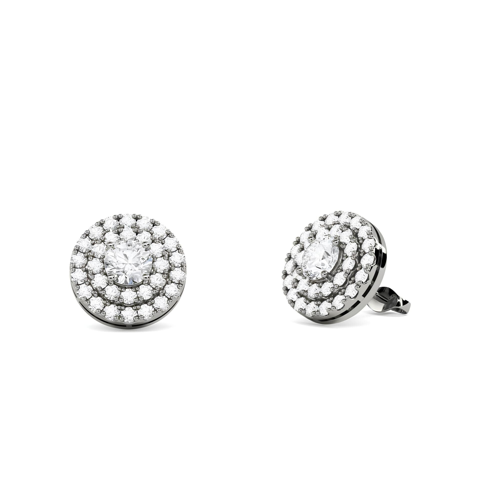 IGI Certified 0.80 CTW Round Cut Lab-Grown Diamond Halo Stud Earrings EF VS/SI Clarity 14K Gold Bridesmaids Earrings