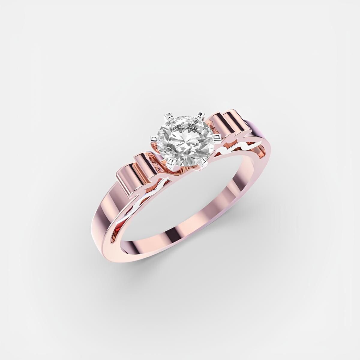 Round Lab-Grown Diamond Ring EF VS/SI Diamonds in 14K Gold | Elegant Wedding Ring & Gifts for Her