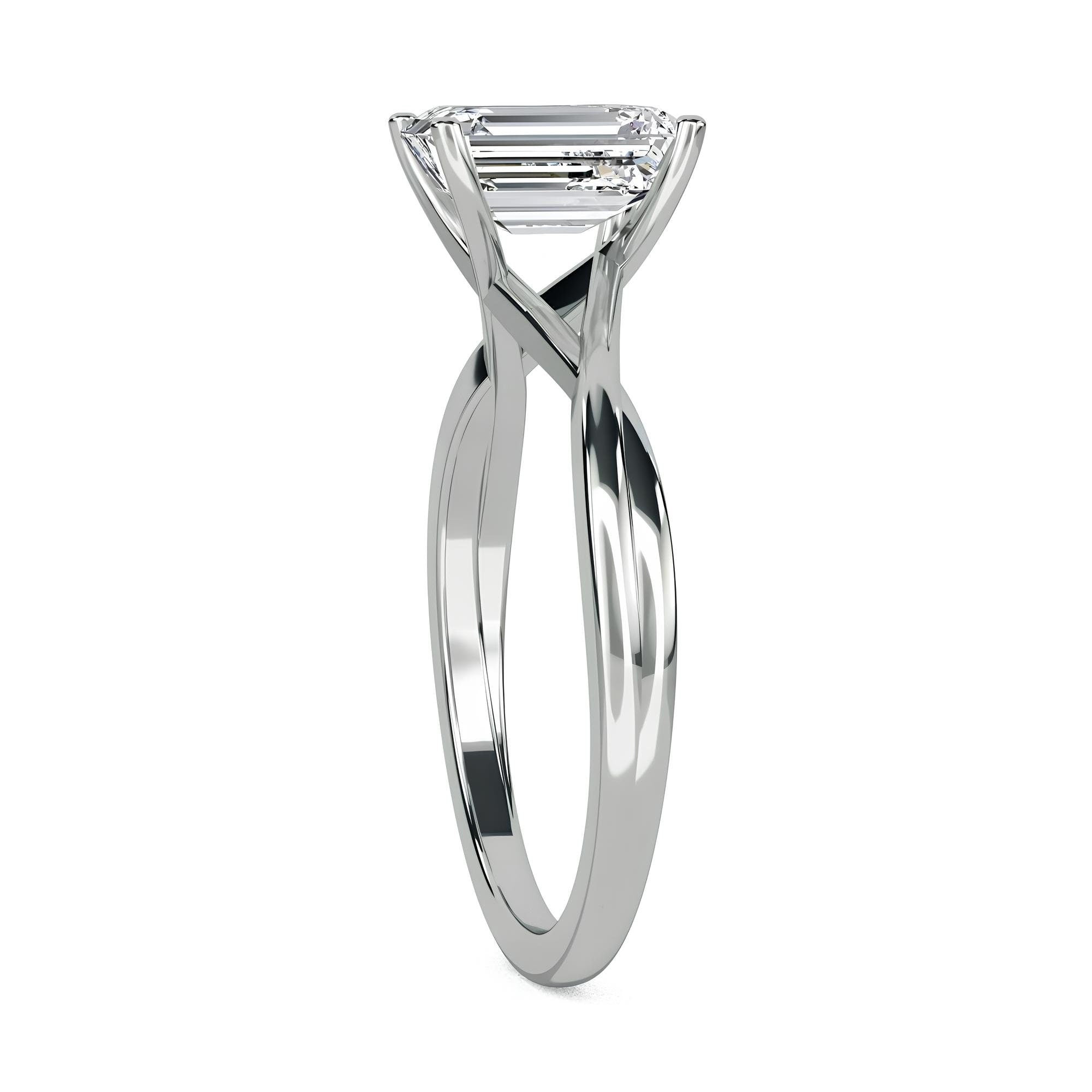 1.00 Ct Emerald Cut Lab-Grown Diamond Solitaire Engagement Ring EF VS/SI Certified Diamond in 14K Gold or Platinum