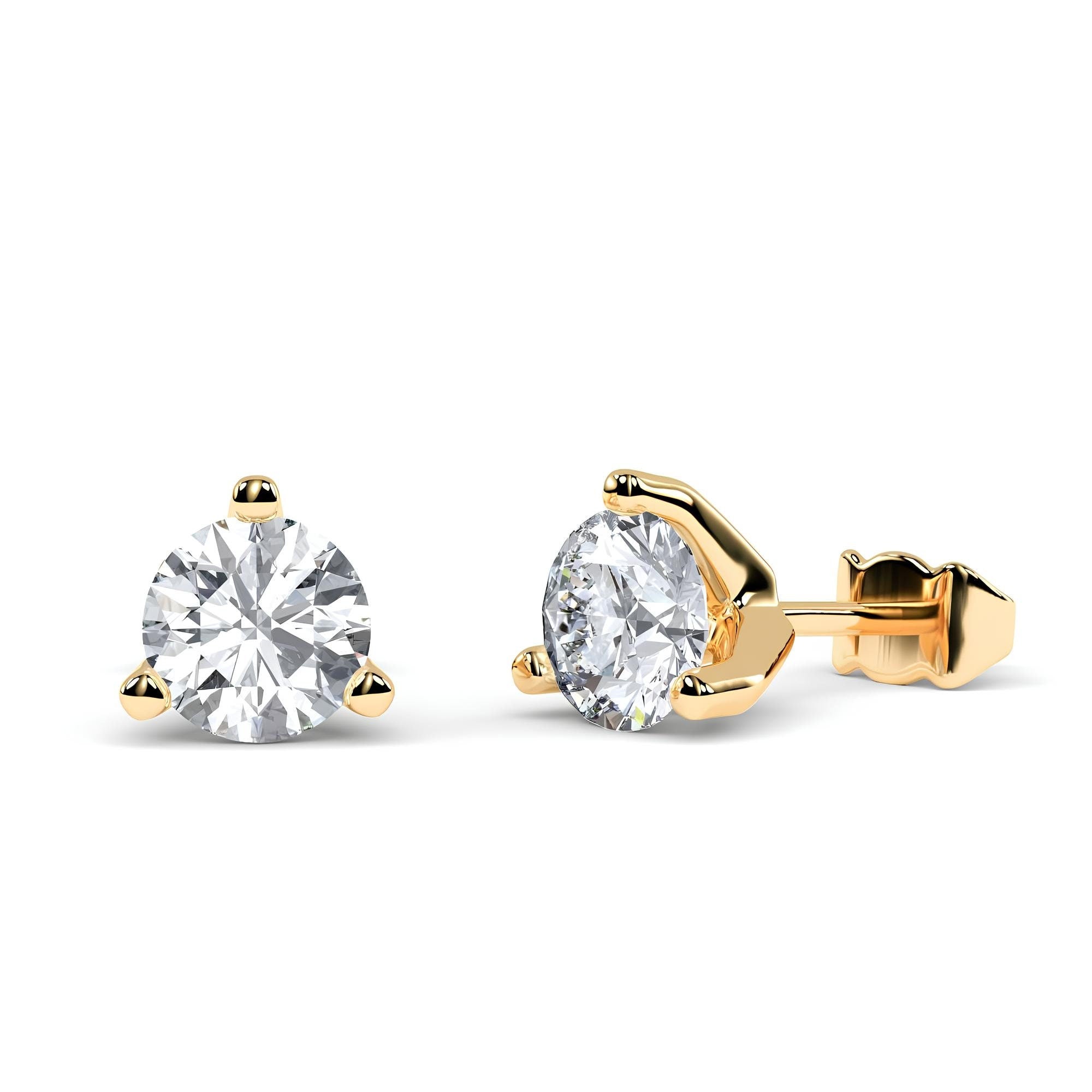 0.25–4.00 Carat Round EF VS/SI Lab-Grown Diamond Martini Stud Earrings 14K Gold