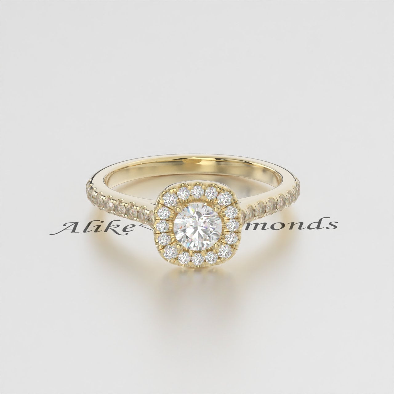 Certified EF VS/SI Lab-Grown Diamond Halo Engagement Ring – 14K Solid Gold Wedding Band with Conflict-Free Diamonds