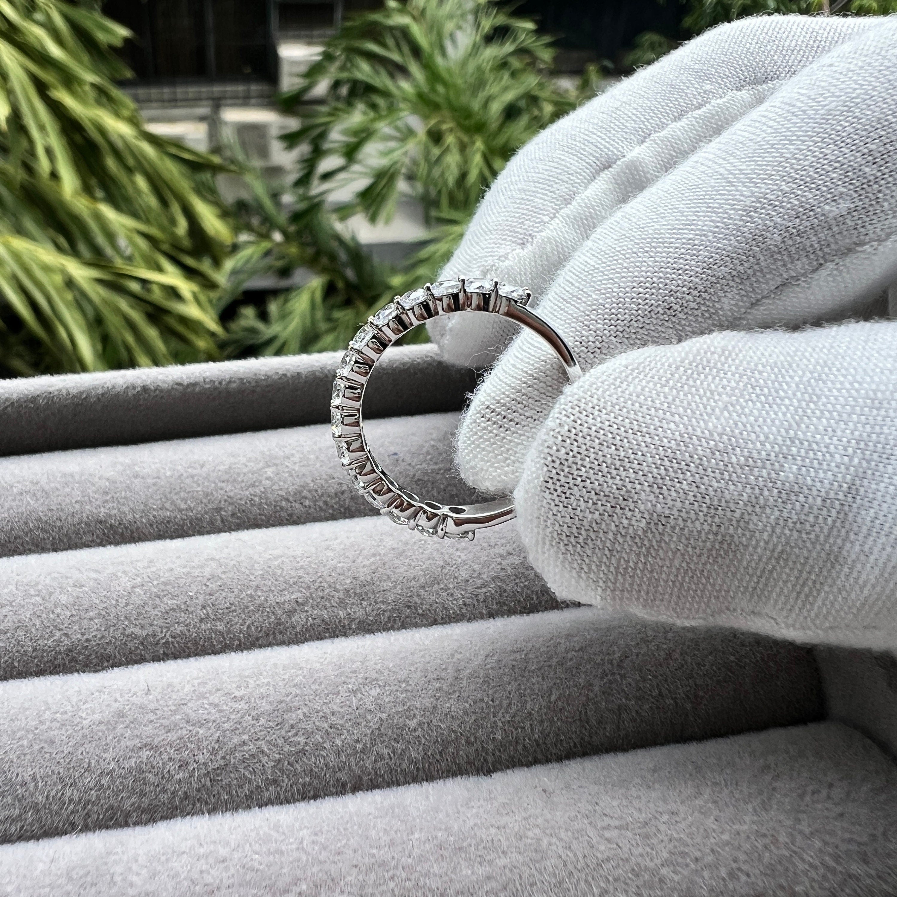 0.90 CT EF VS/SI Lab-Grown Diamond Band – 14K Solid Gold Half Eternity Wedding Band | Stackable, Matching Diamond Ring