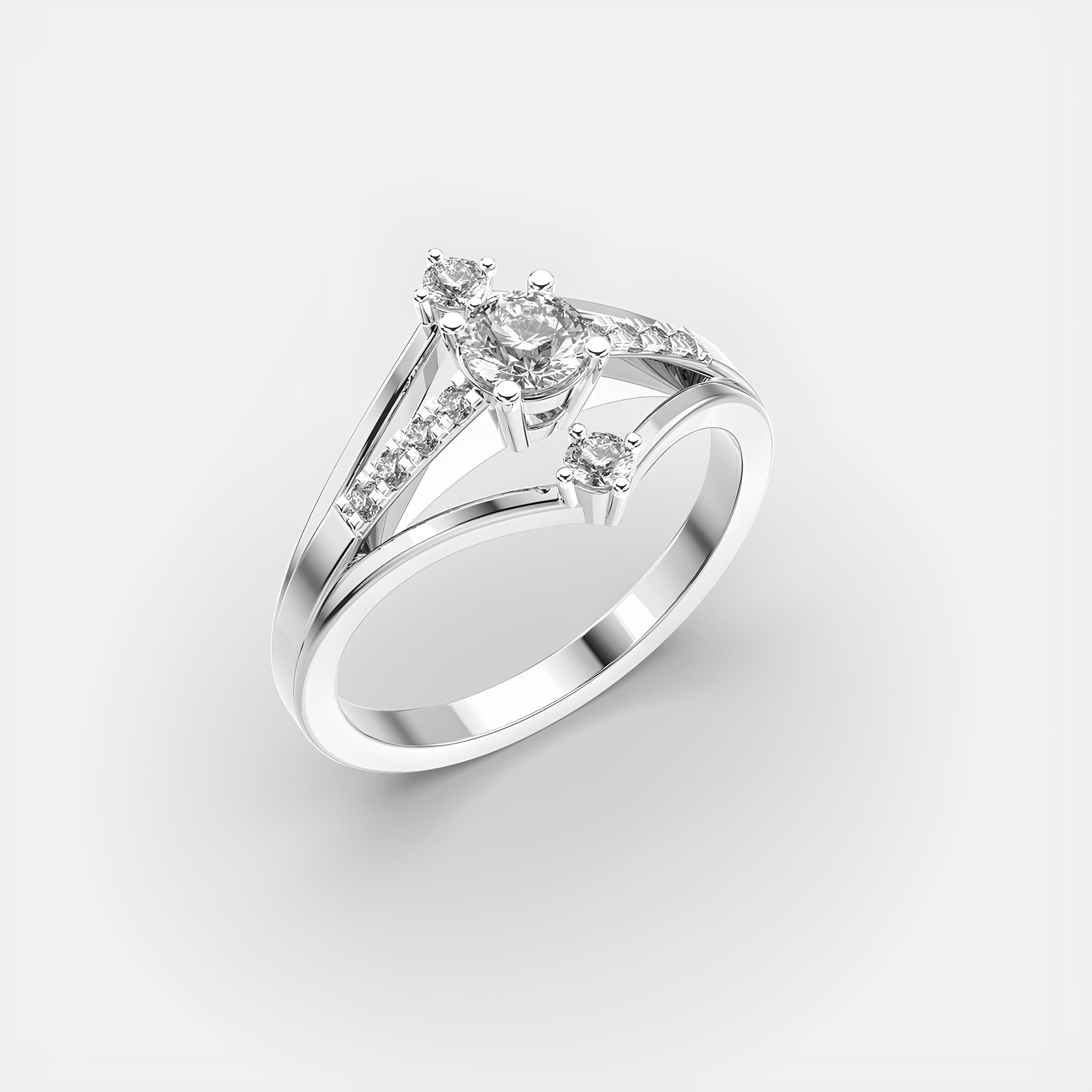 EF VS/SI Lab-Grown Diamond Half Eternity Engagement Ring Round Cut in 14K Yellow Gold