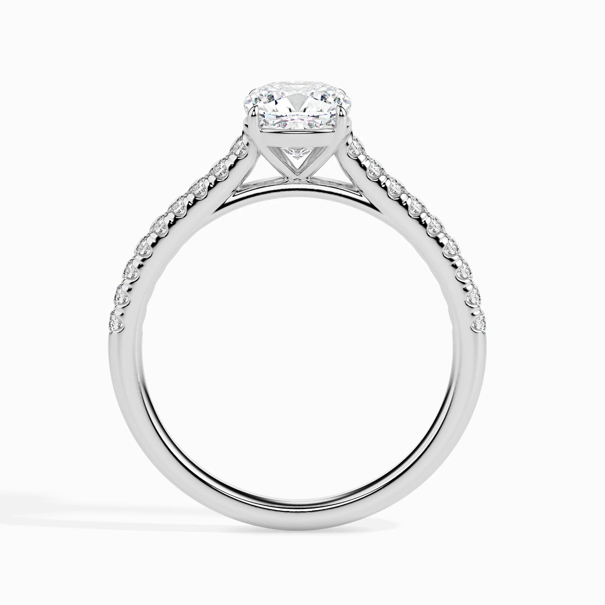 Certified 0.50 Ct EF VS/SI Lab-Grown Cushion Diamond Solitaire Engagement Ring – Solid Gold Setting with Conflict-Free Diamond