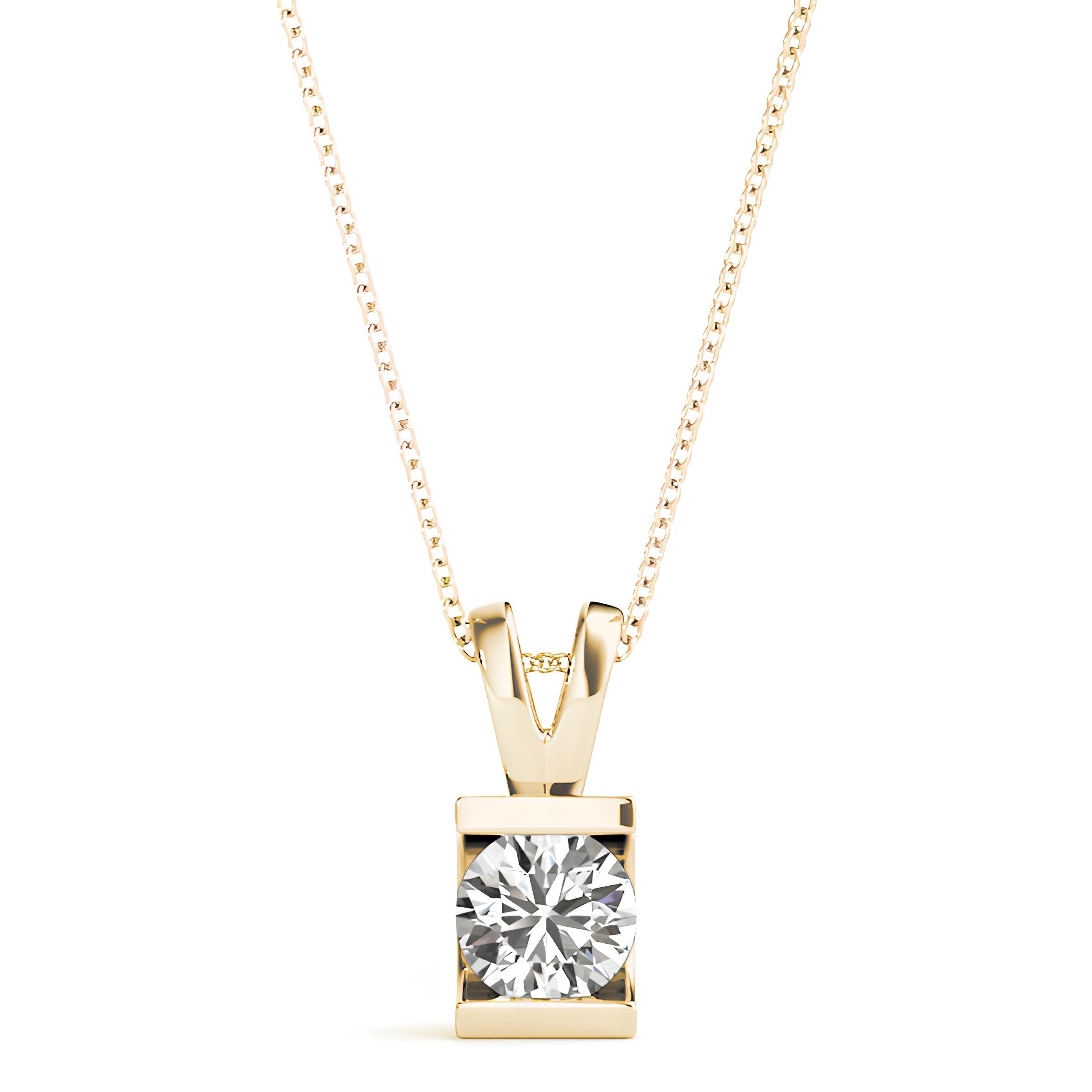 0.50 to 2.00 Ctw Lab Grown Solitaire Round Certified Diamond Gold Pendant Necklace