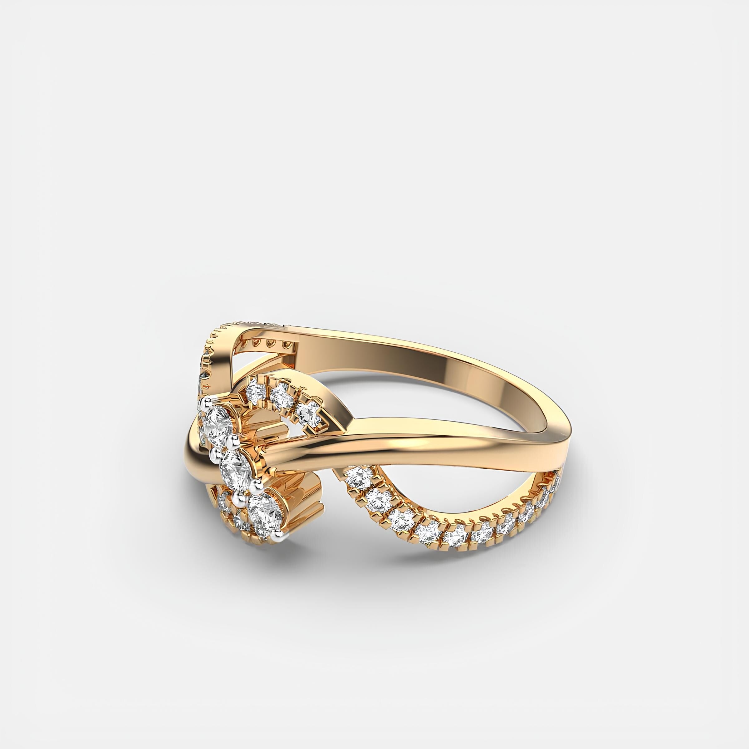 Sparkling Waves EF VS/SI Lab-Created Diamond Half Eternity Wedding Band – 14K Solid Gold Engagement Ring