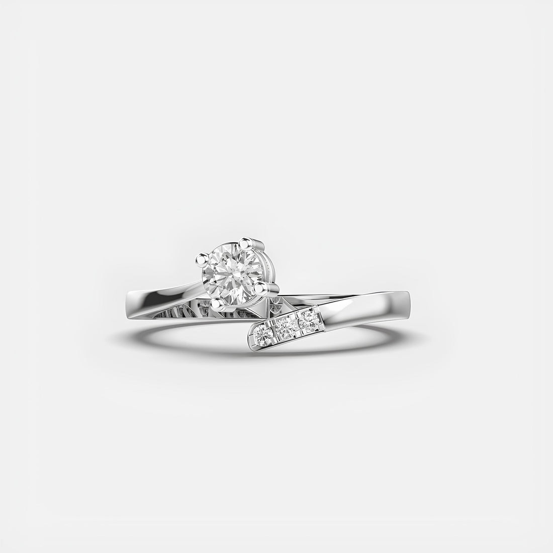 Serenity Diamond Ring, Round Cut Diamond ,Bypass Ring ,Lab Grown Diamond ,Engagement Ring, lab Created Diamond Ring