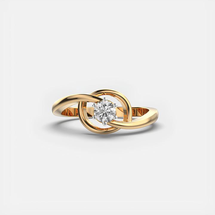 Round Diamond Ring Lab Created Diamond Wedding Band Woman's Wedding Ring in 14K Solid Yellow Gold