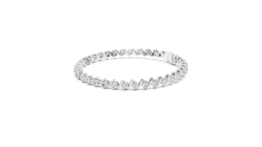 3.6 CT EF VS/SI Lab Grown Round Cut Diamond Tennis Wedding Bracelet For Women's 14K White Gold