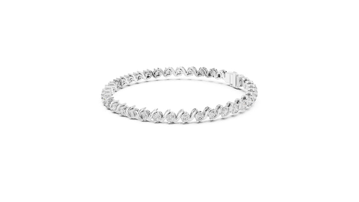3.6 CT EF VS/SI Lab Grown Round Cut Diamond Tennis Wedding Bracelet For Women's 14K White Gold