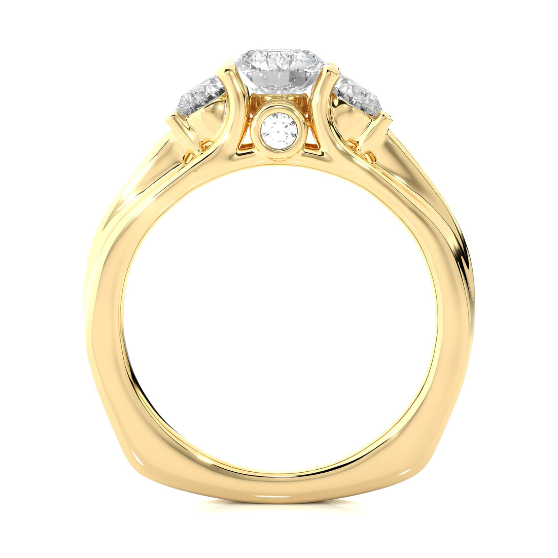 Three-Stone Round Diamond Wedding Ring / IGI Certified EF VS/SI Lab-Grown Diamonds with Pave Setting / 14K Real Gold Engagement & Anniversary Ring Gift