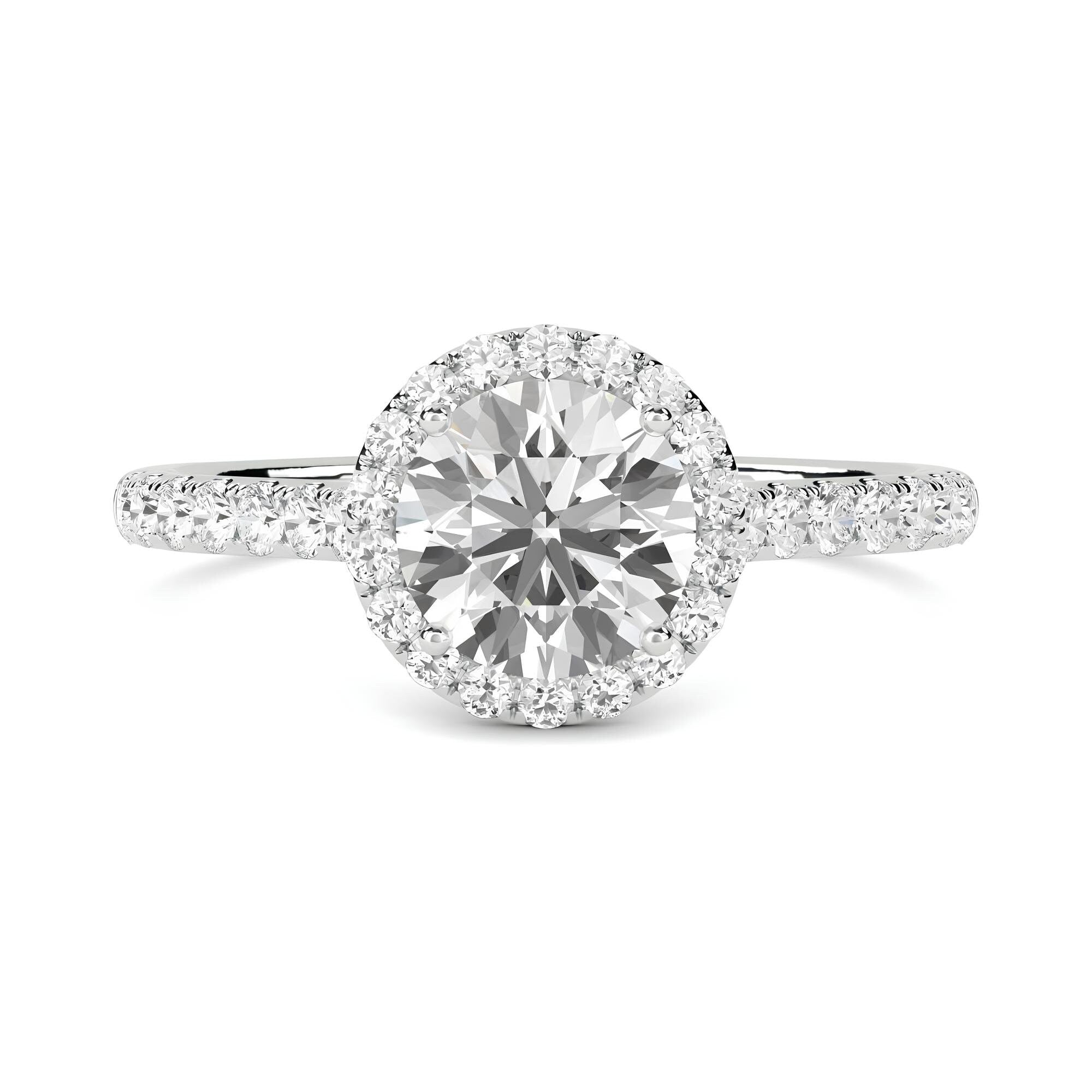 1.00 CT Round Lab-Grown Diamond Halo Engagement Ring EF VS/SI Certified Diamond in 14K Gold