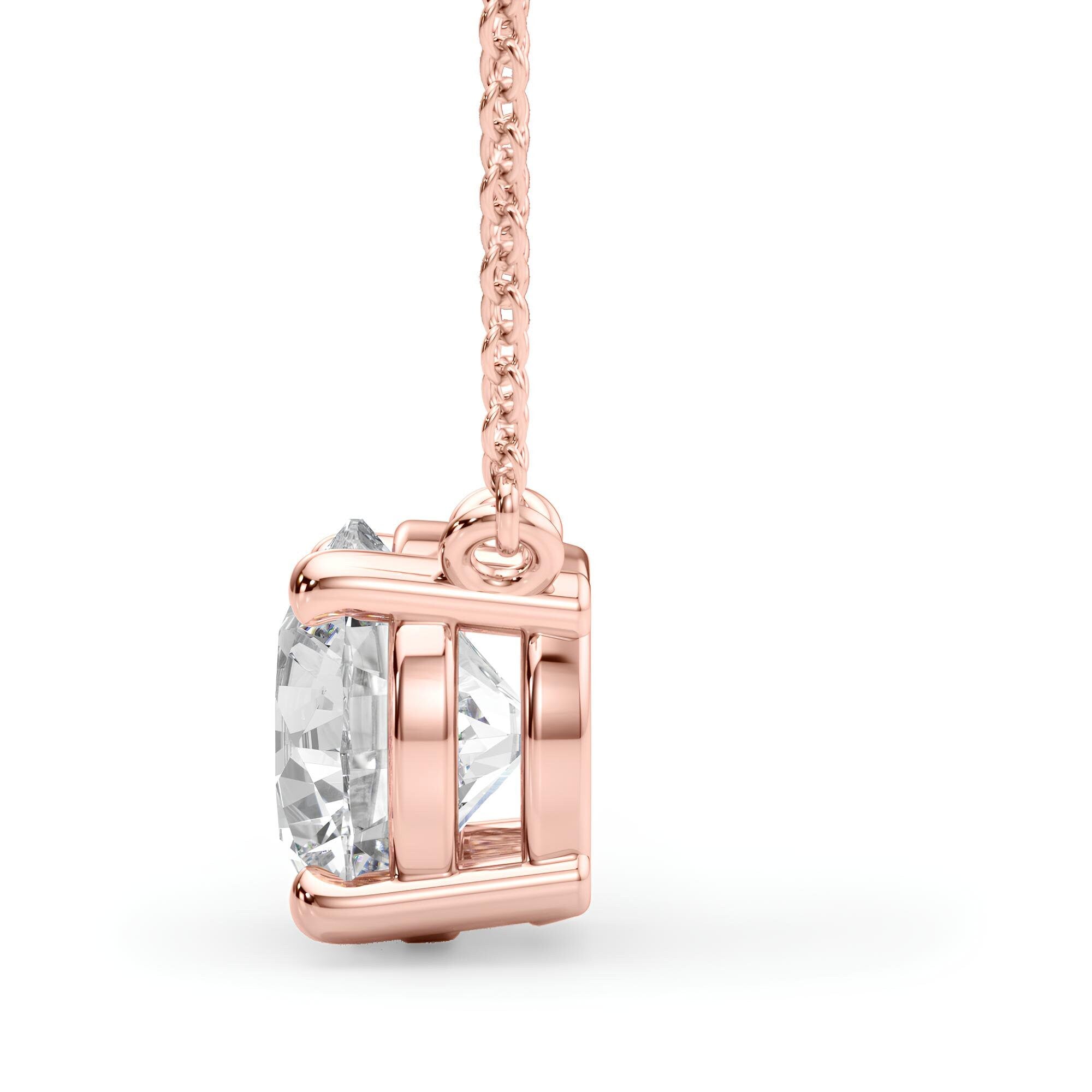 Lab-Grown Round Diamond Pendant Necklace IGI Certified EF VS/SI 0.25 to 2.00 CT 14K Gold Anniversary Gift for Her or Wife