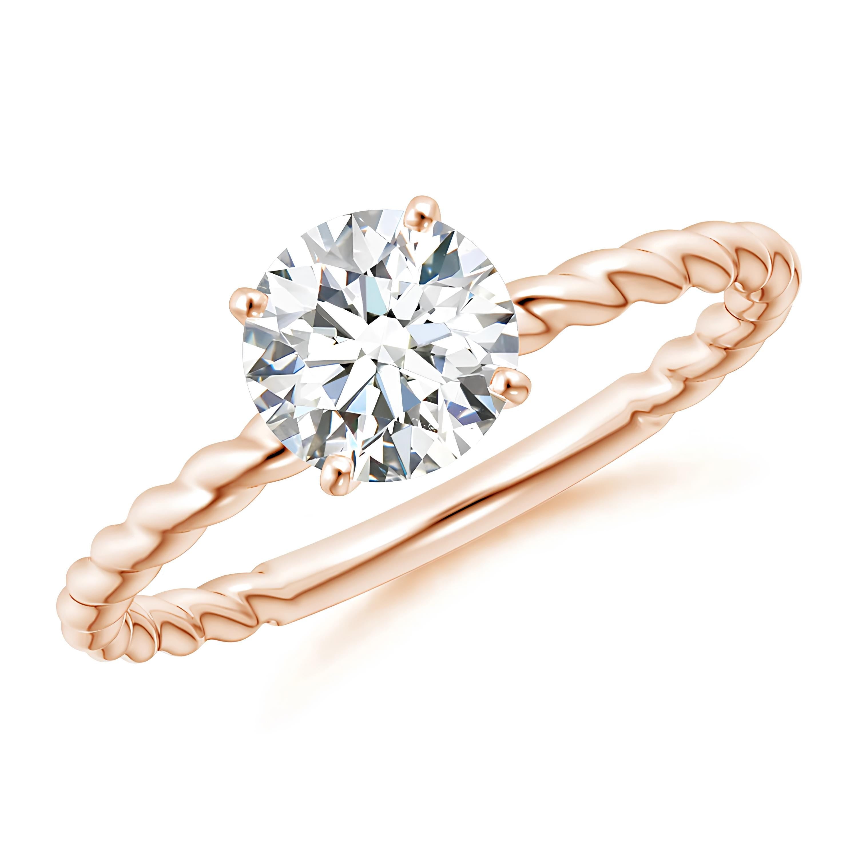 Twisted Shank Round Diamond Ring EF VS/SI Lab-Created Diamond Engagement Ring & Wedding Band in 14K Solid Gold