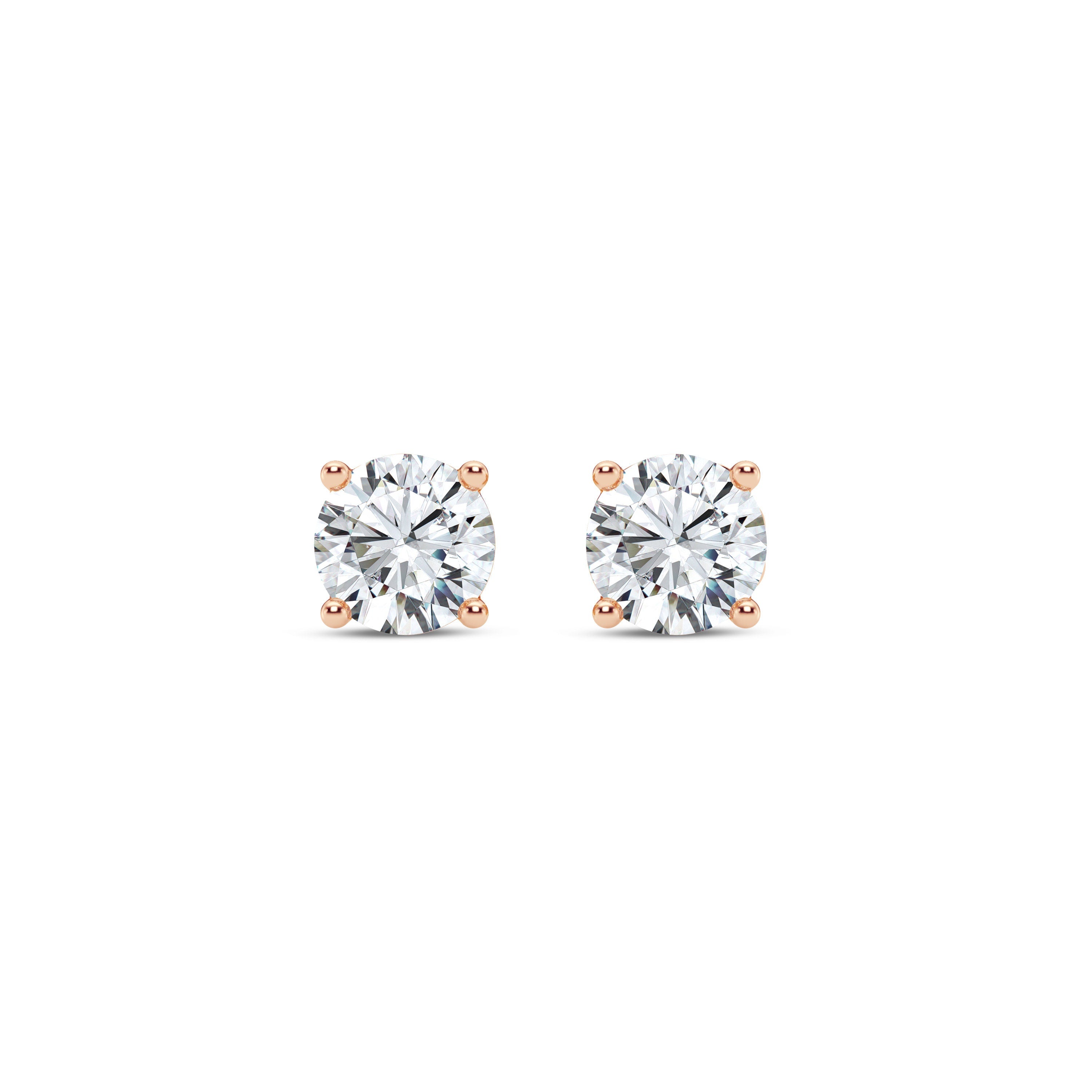 0.25–4.00 Carat Round Cut Lab-Grown Diamond Stud Earrings 14K Gold Wedding Earrings for Women