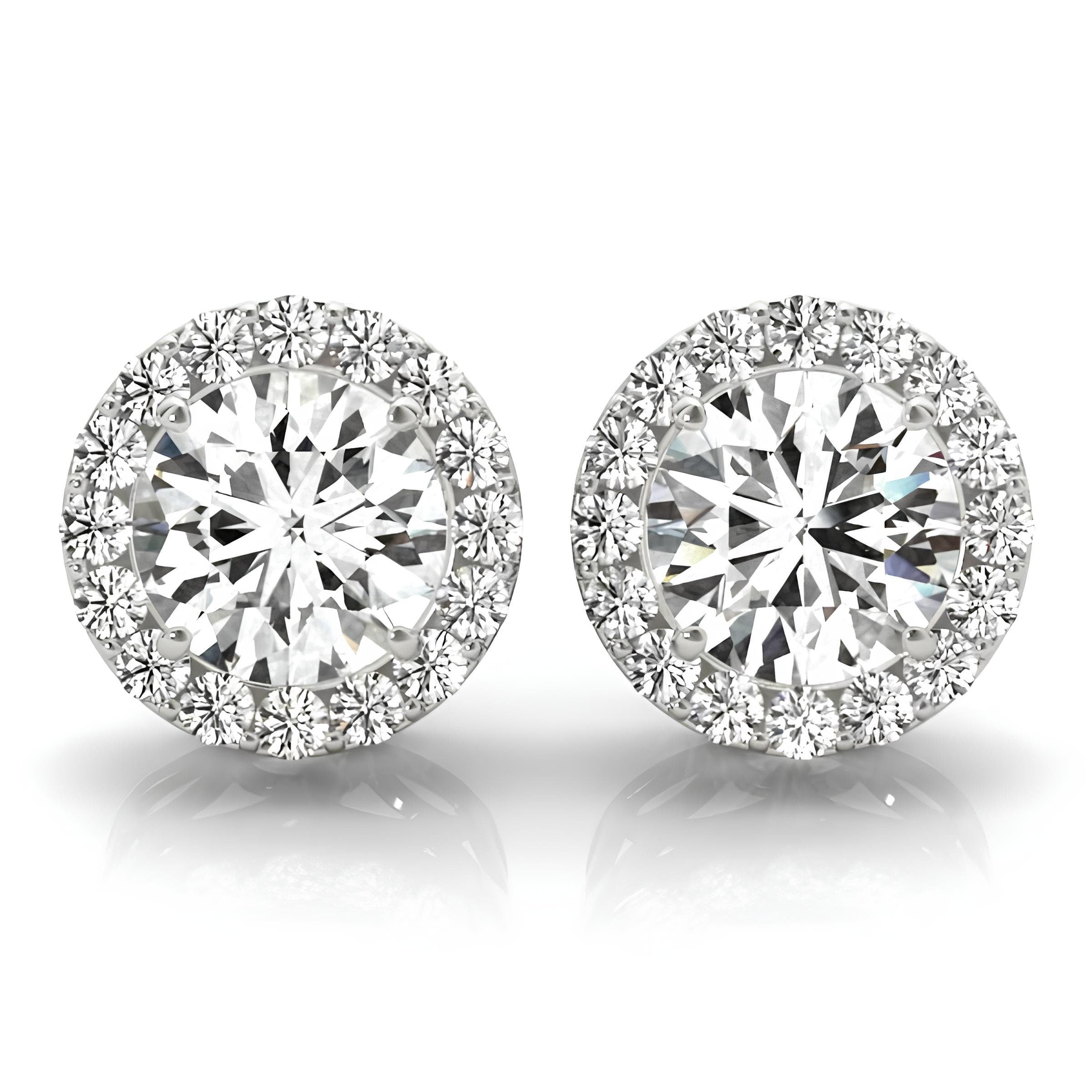 Halo Stud Earrings with 0.25–4.00 Carat Round EF VS/SI Lab-Grown Diamonds 14K Gold Diamond Studs for Women