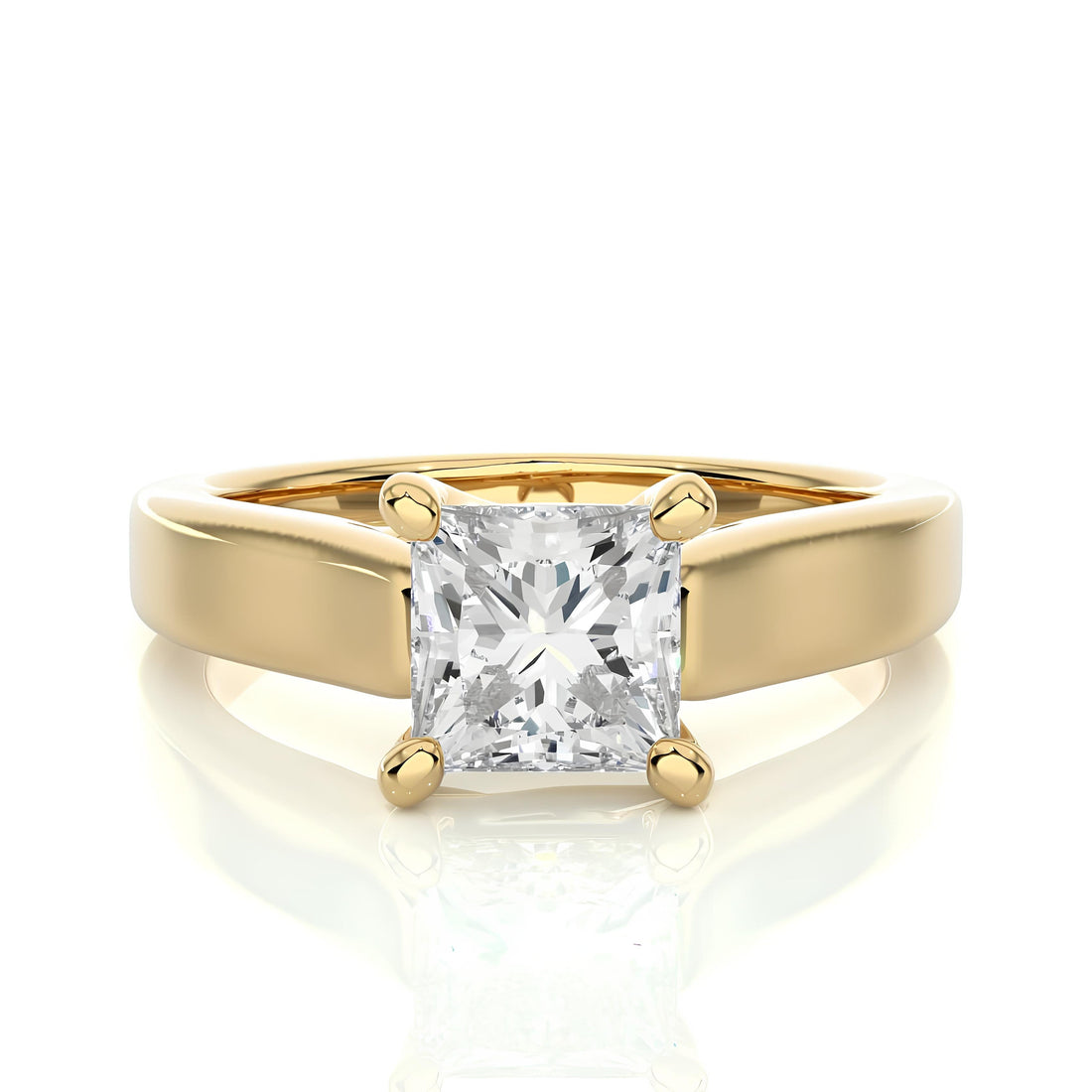 Certified 1.50 Ct Princess Cut Lab-Grown Diamond Solitaire Engagement Ring / EF VS/SI Conflict-Free Diamond / 14K Real Gold Anniversary & Wedding Ring