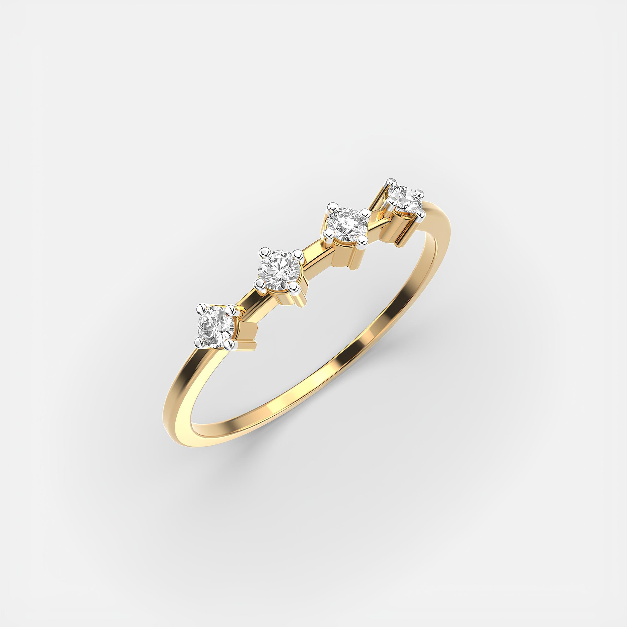 4-Stone Round EF VS/SI Lab-Created Diamond Half Eternity Wedding Band – 14K Solid Gold