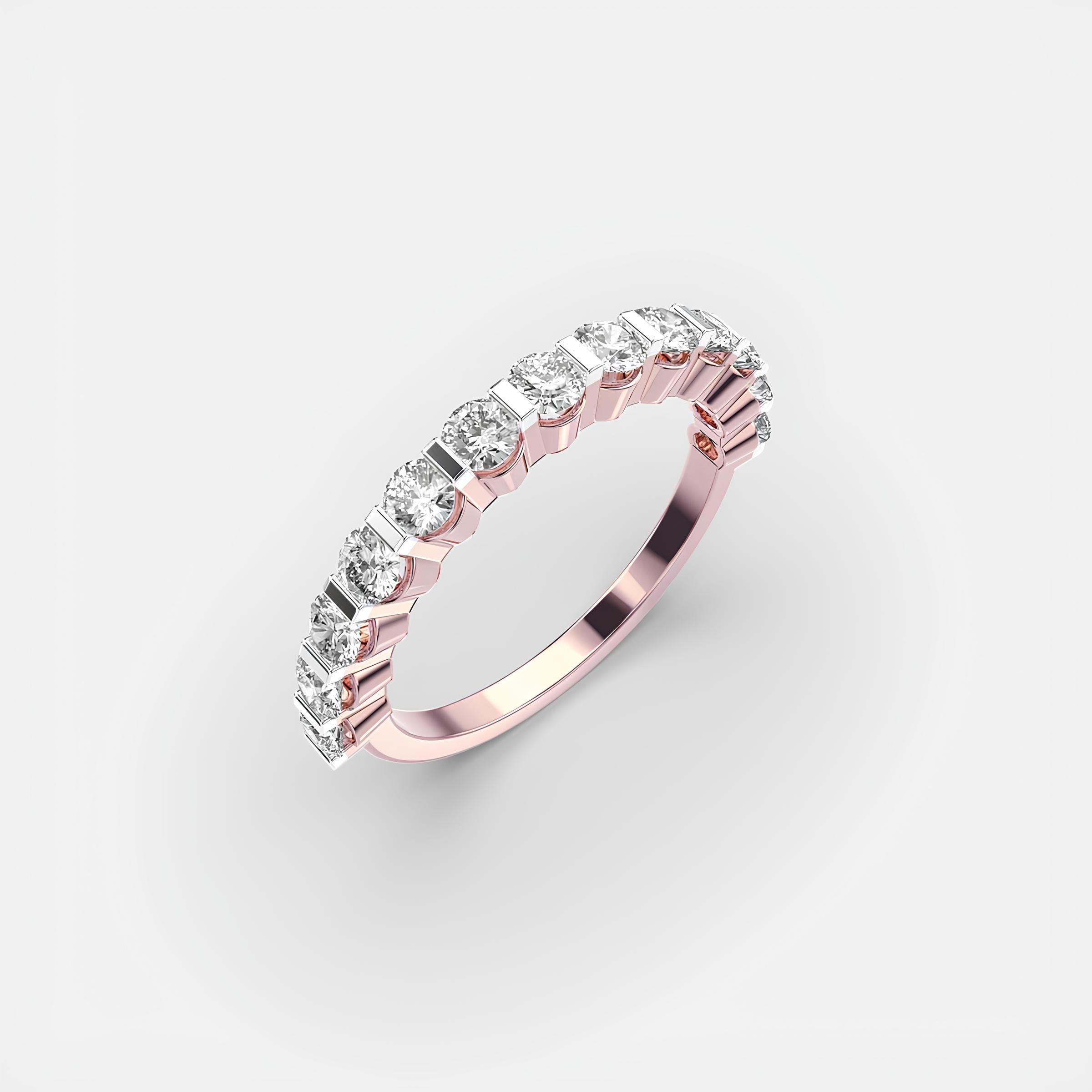 Round EF VS/SI Lab-Created Diamond Half Eternity Wedding Band – 14K Gold