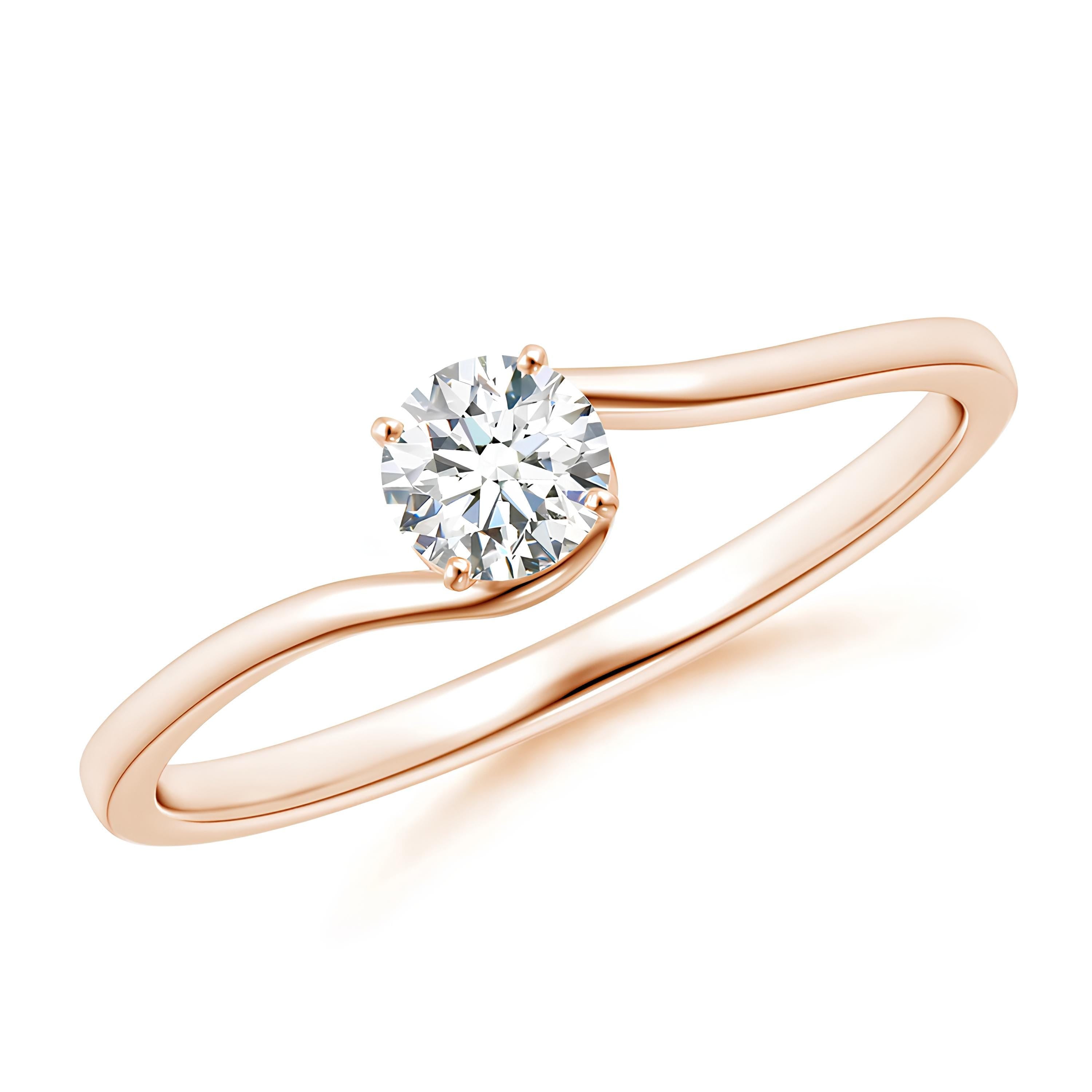 Certified Round Cut Lab-Grown EF VS/SI Diamond Solitaire Engagement Ring 14K Gold Wedding Band