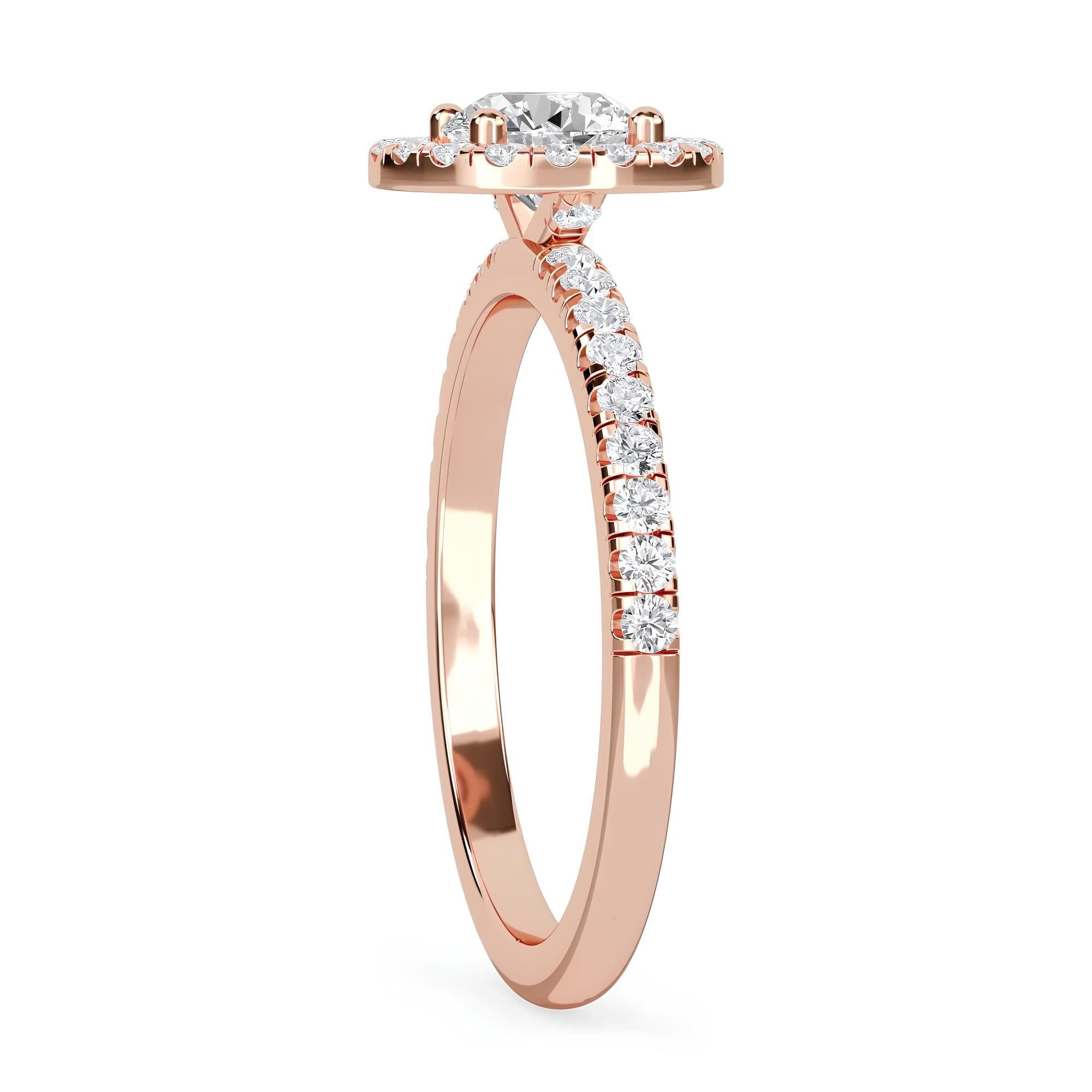 Elegant 1.00 CT Lab-Grown Diamond Halo Engagement Ring – IGI Certified EF VS/SI Round Diamond in 14K Gold