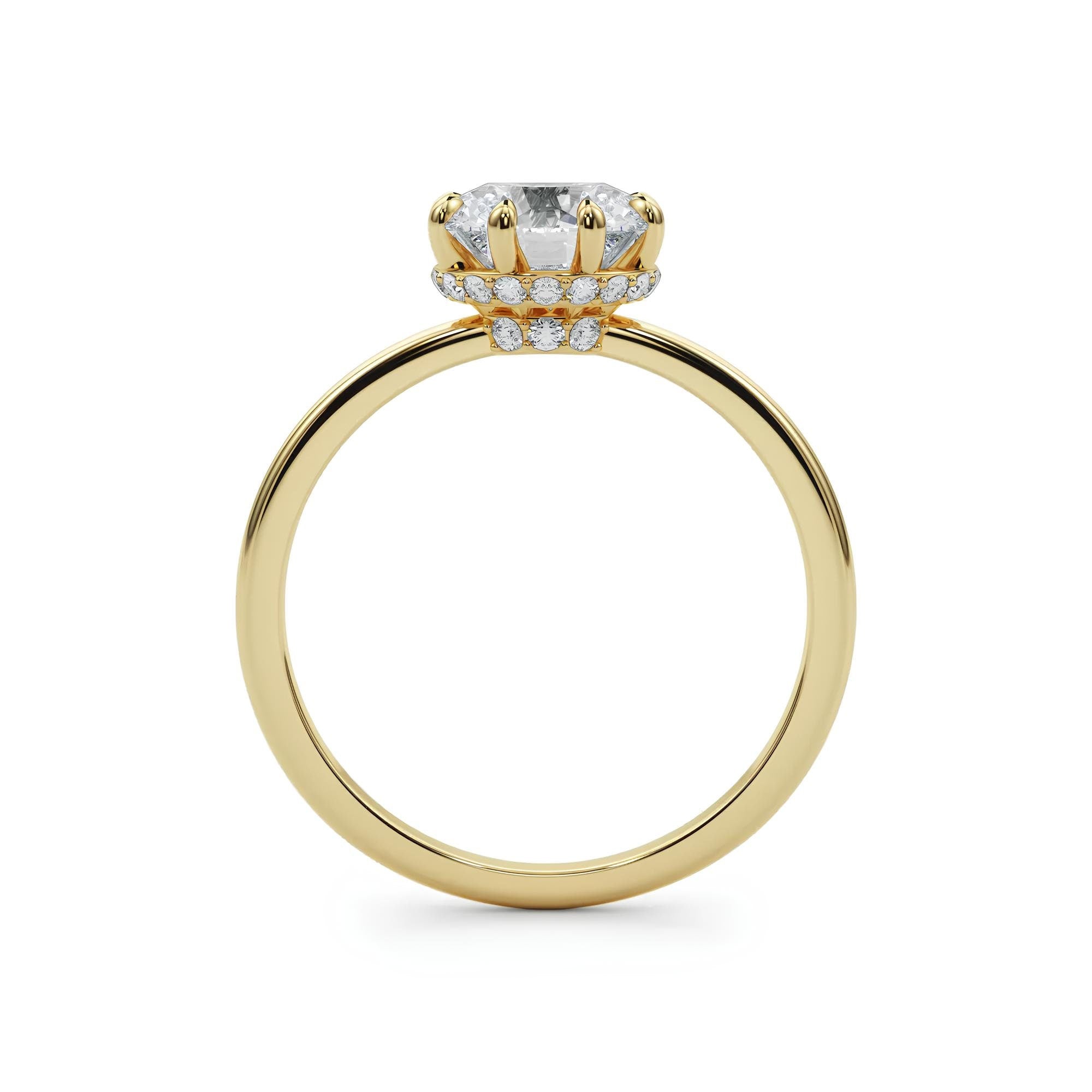 1.50 Carat Certified VS/SI Lab-Grown Diamond Hidden Halo Vintage Engagement Ring – 14K Solid Gold Wedding, Anniversary, or Promise Ring