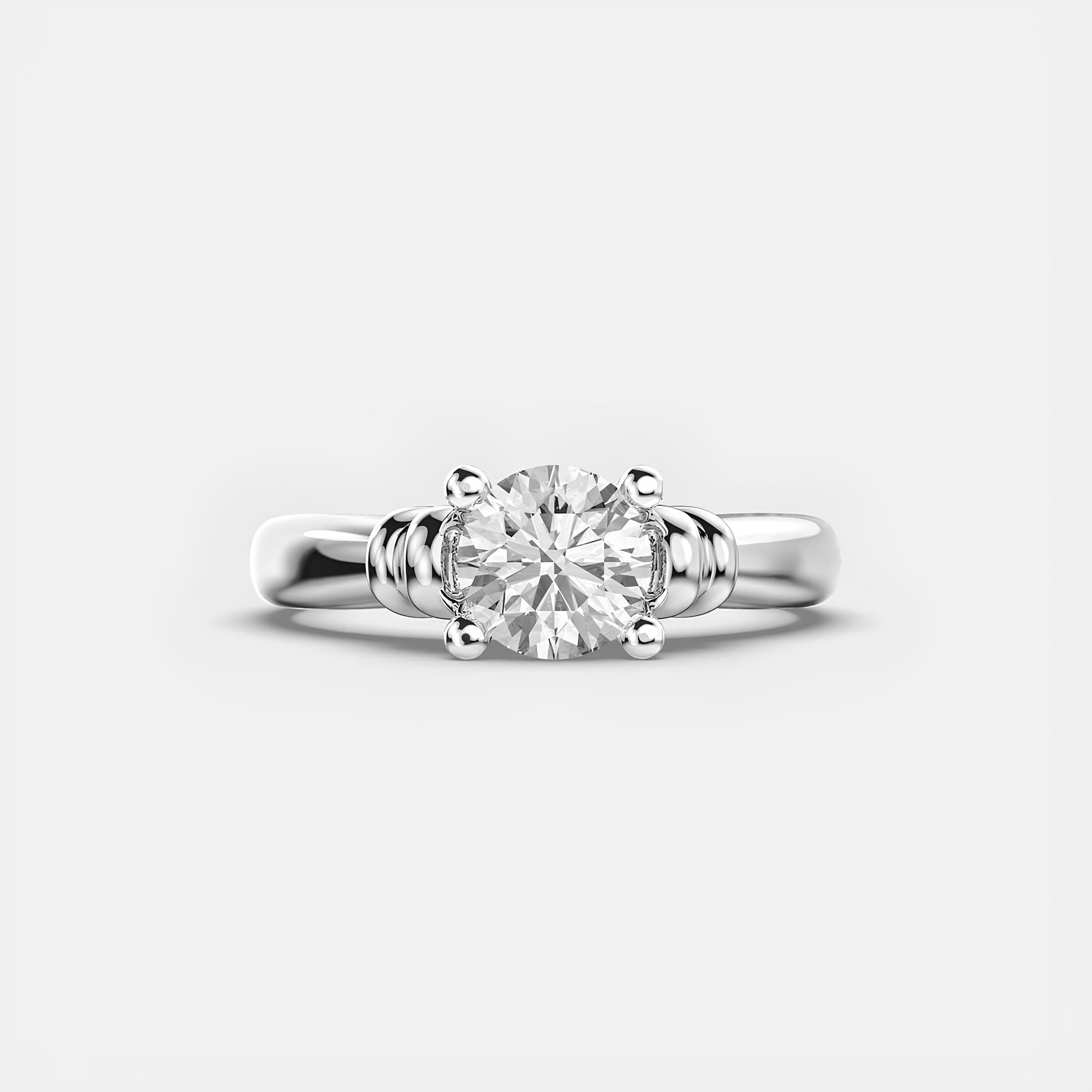 Twisted Solitaire Ring – Round EF VS/SI Lab-Created Diamond Wedding Band in 14K Gold