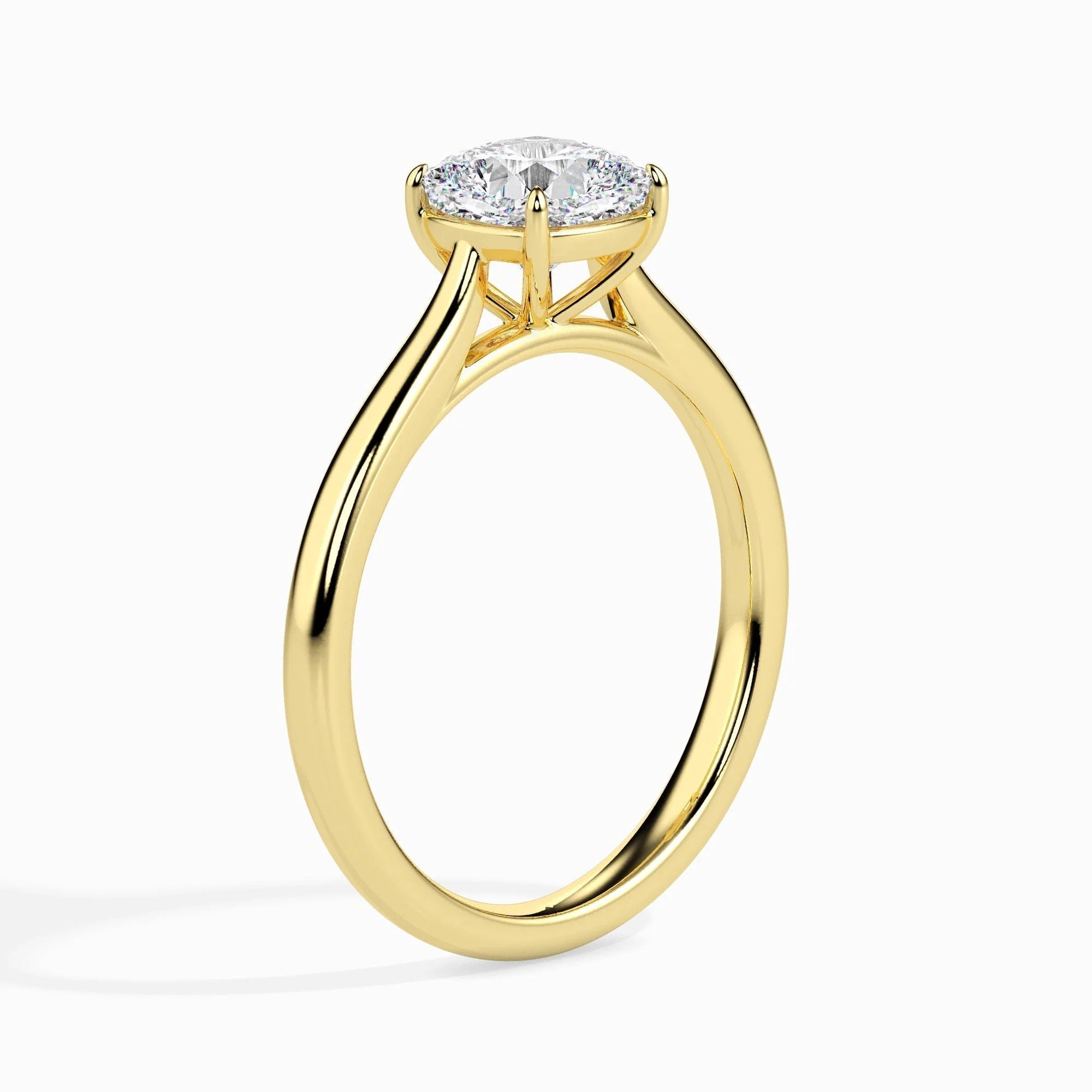 Certified 0.50 Ct EF VS/SI Cushion-Cut Lab-Grown Diamond Solitaire Engagement Ring – Conflict-Free Diamond Set in 14K Real Gold