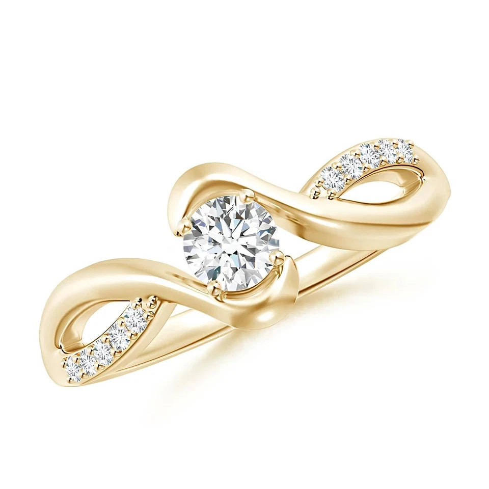 1.10 CT Certified VS/SI Lab Grown Diamond Studded Women's Ring 925 Sterling Silver With Vermeil Gold