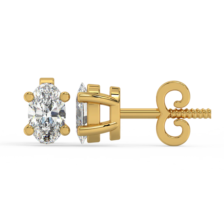 0.50 CT Oval Cut Certified VS/SI Lab Grown Diamond Stud Earrings 925 Sterling Silver With Vermeil Gold