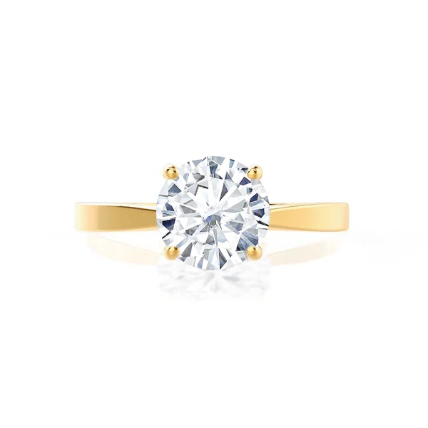 Certified 1.00 CT Round Cut EF VS/SI Lab Grown Diamond 925 Sterling Silver With Vermeil Gold  4 Prong Engagement Ring