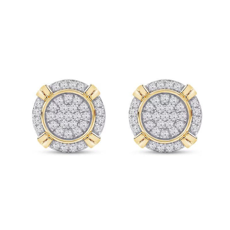 925 Sterling Silver With Vermeil Gold 0.70 CT Round Cut Certified VS/SI Lab Grown Diamond Stud Earrings