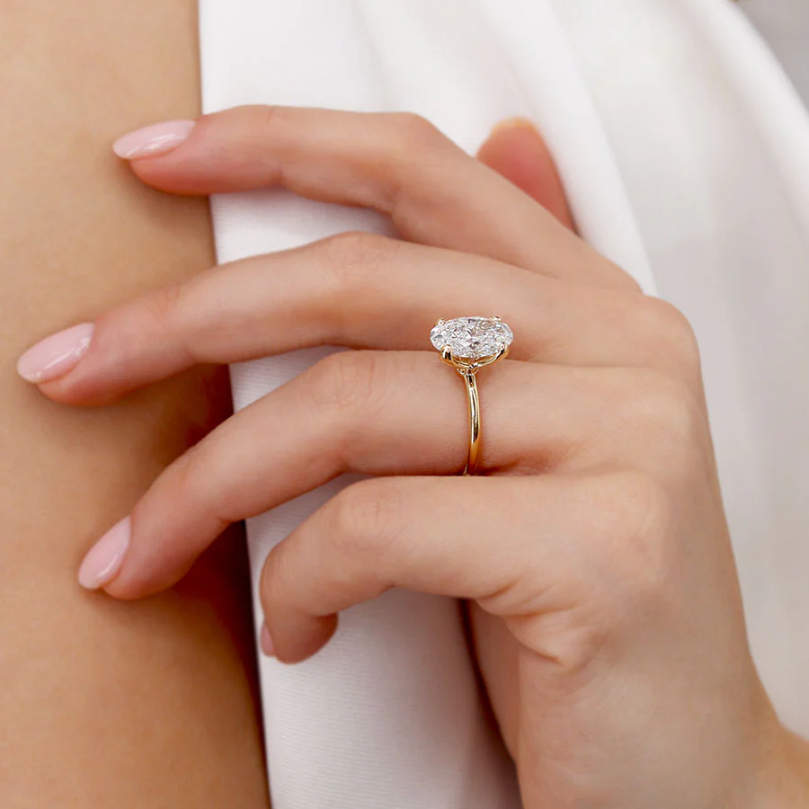 Certified 1.00 CT Oval Cut EF VS/SI Lab Grown Diamond Engagement Ring 925 Sterling Silver With Vermeil Gold