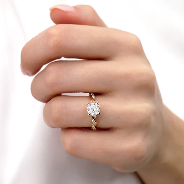 Certified 1.26 CT Round Cut EF VS/SI Lab Grown Diamond Delicate Engagement Ring 925 Sterling Silver With Vermeil Gold