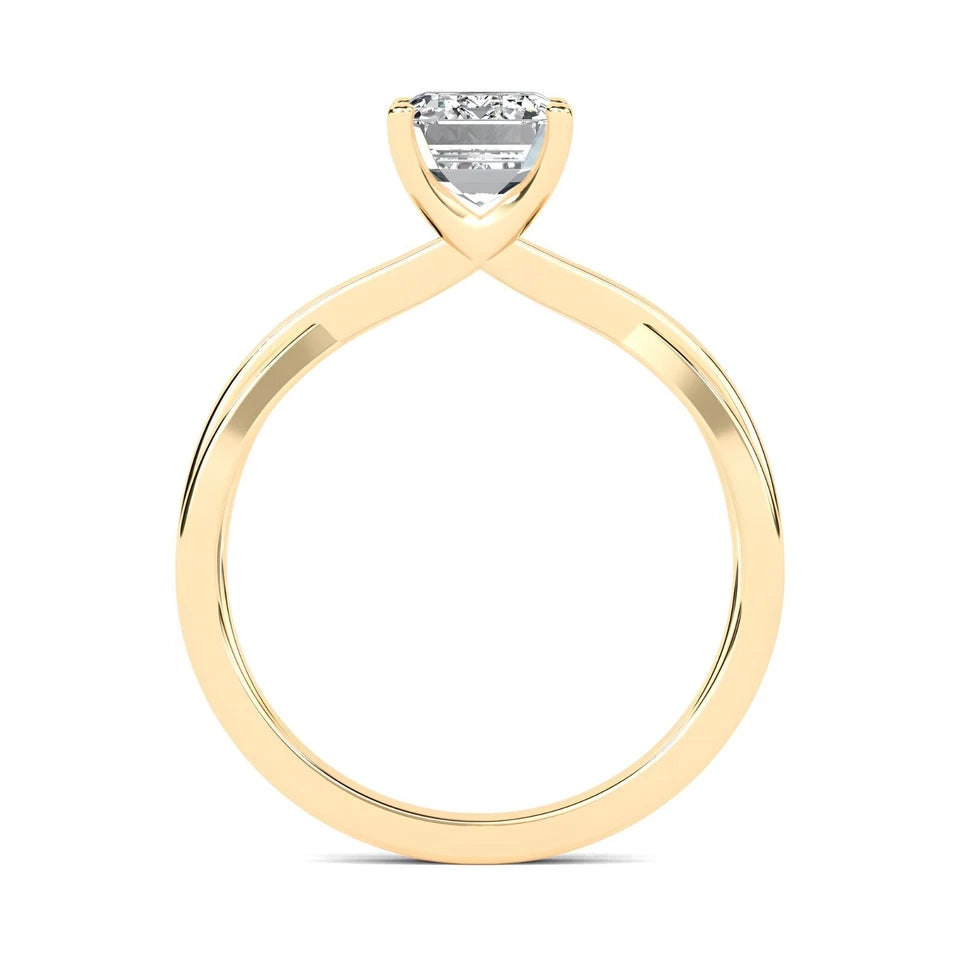 1.00 CT Emerald Cut Certified VS/SI Lab Grown Diamond Wedding Ring 925 Sterling Silver With Vermeil Gold