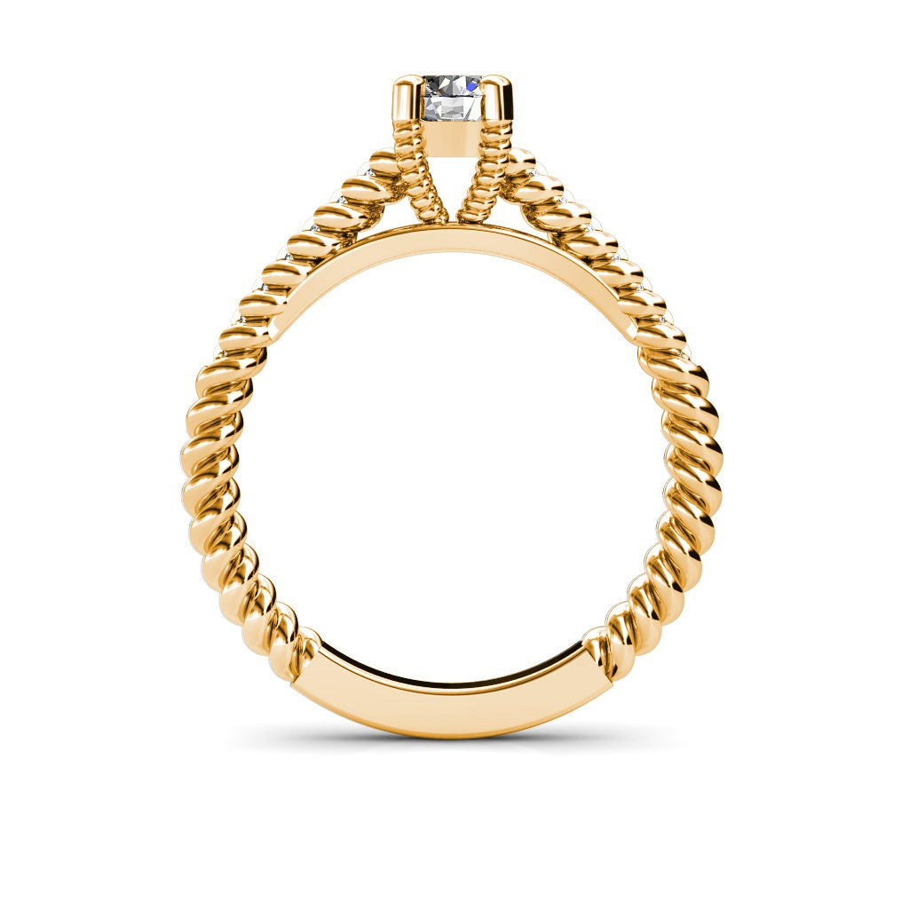 Certified 0.64 CT Round Cut EF VS/SI Lab Grown Diamond Engagement Ring 925 Sterling Silver With Vermeil Gold