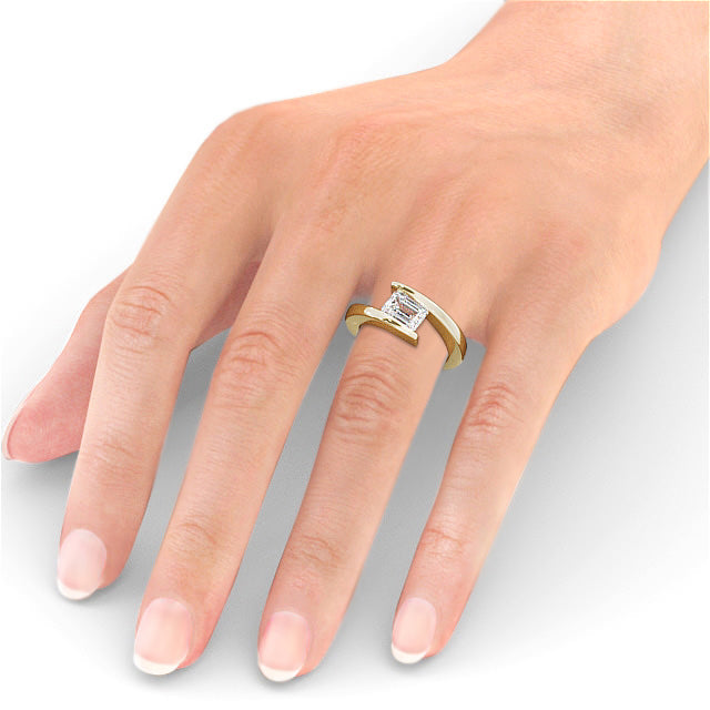 Certified 1.00 CT Emerald Cut Lab Grown Diamond Nordic Gold Engagement Ring (Demi -Fine)