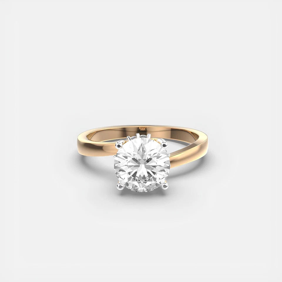 Women's Engagement Ring Certified 1.00 CT EF VS/SI Lab Grown Diamond 925 Sterling Silver With Vermeil Gold