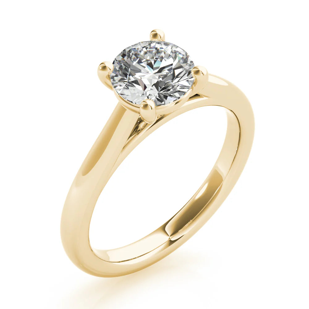 Certified 1.00 CT Round Cut EF VS/SI Lab Grown Diamond 4 Prong Engagement Ring 925 Sterling Silver With Vermeil Gold