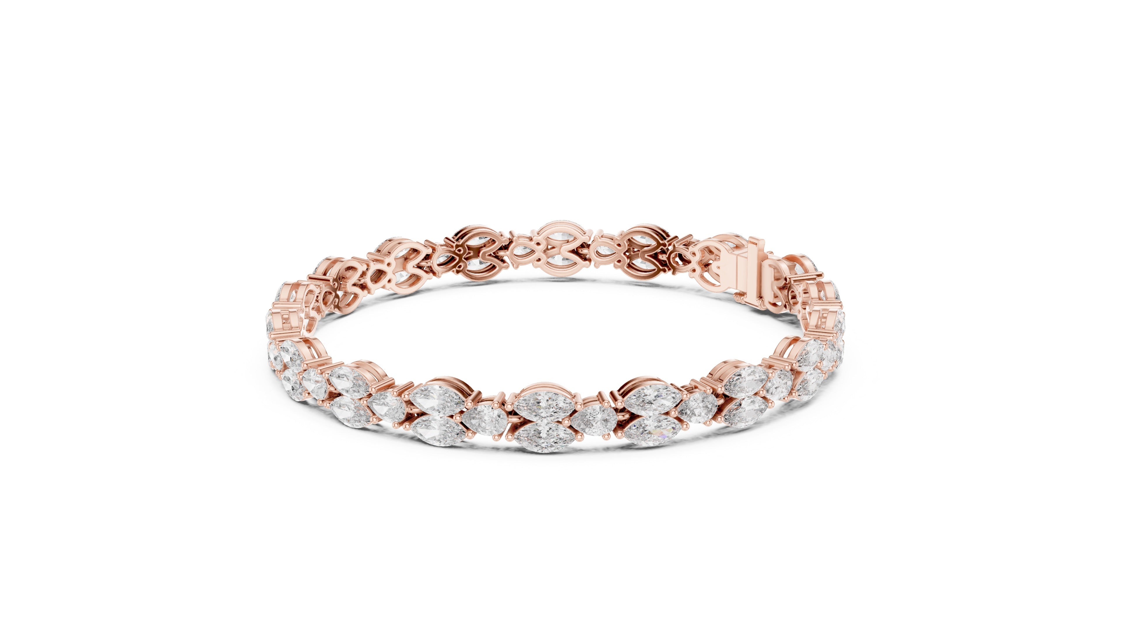 Marquise/Pear Cut Lab Grown Certified Diamond EF VS/SI Tennis Wedding Bracelet For Women's 14K Rose Gold