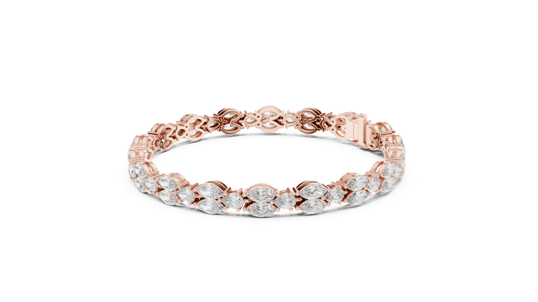 Marquise/Pear Cut Lab Grown Certified Diamond EF VS/SI Tennis Wedding Bracelet For Women's 14K Rose Gold