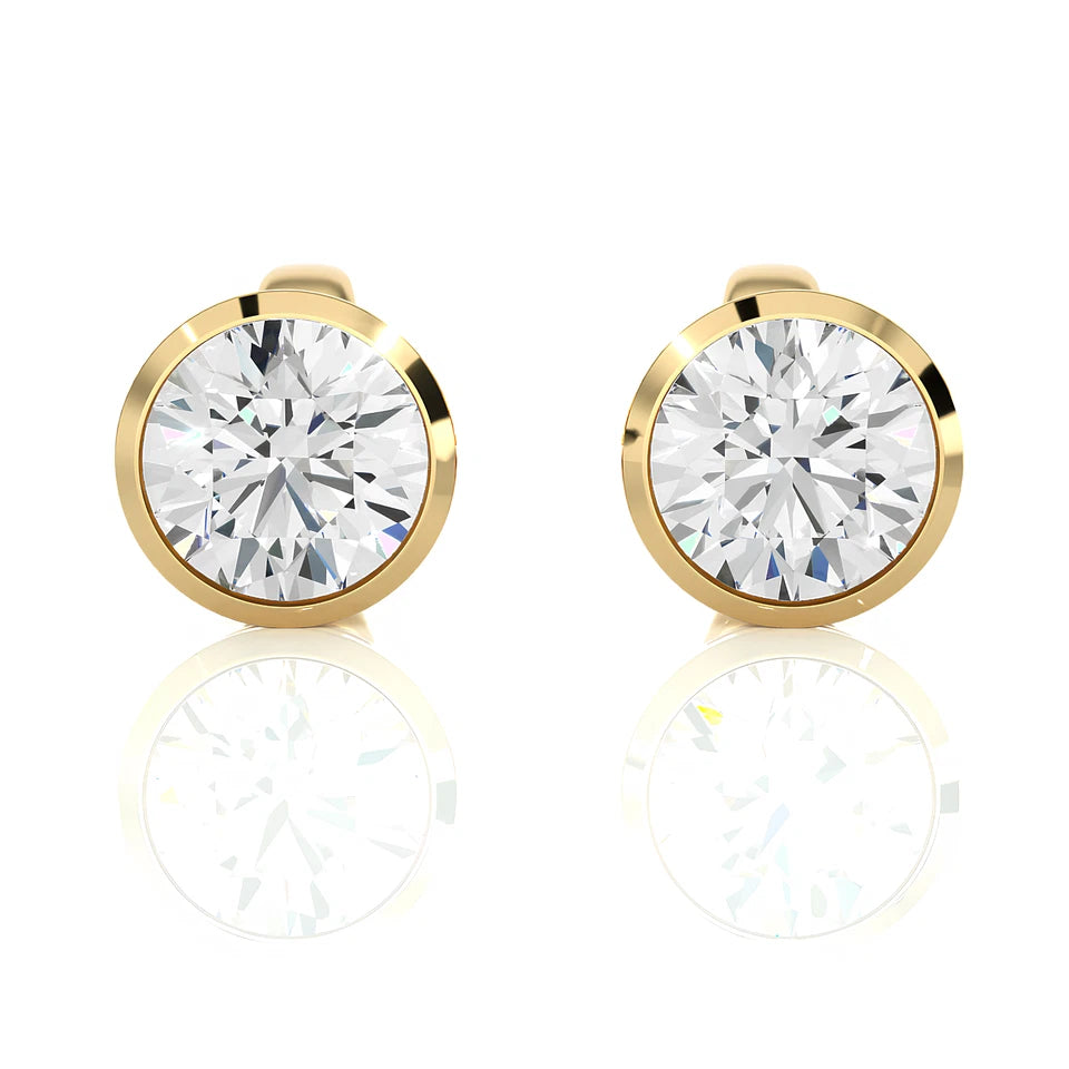 1 CT Certified Round Cut EF VS/SI Lab Grown Diamond Stud Earrings 925 Sterling Silver With Vermeil Gold