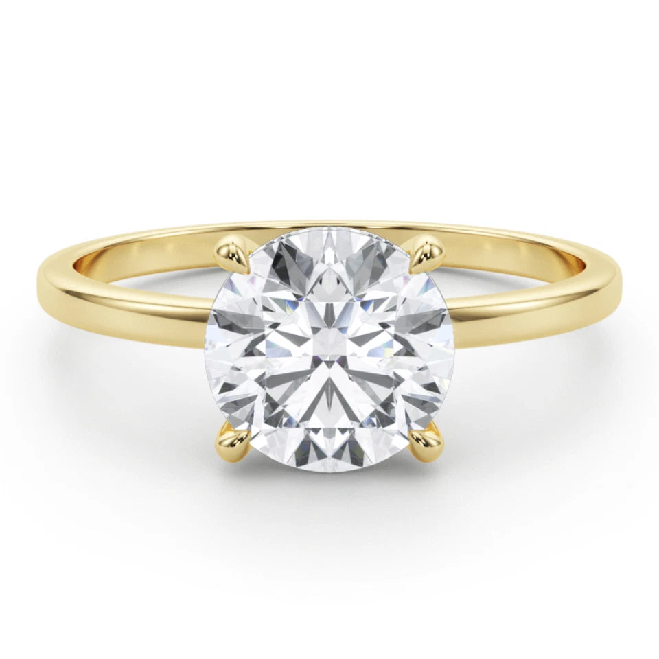 1 CT Round Cut Certified VS/SI Lab Grown Diamond Engagement Ring 925 Sterling Silver With Vermeil Gold