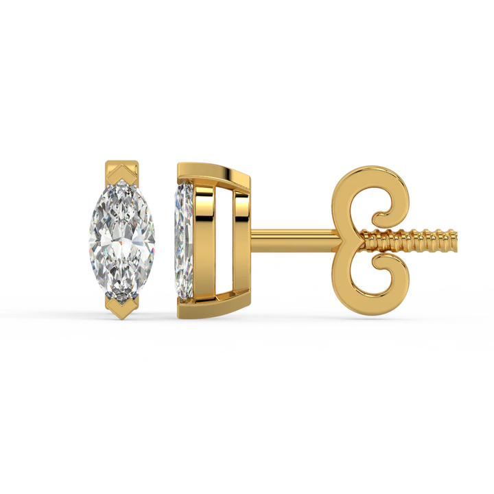 0.50 CT Marquise Cut Certified VS/SI Lab Grown Diamond Stud Earrings 925 Sterling Silver With Vermeil Gold