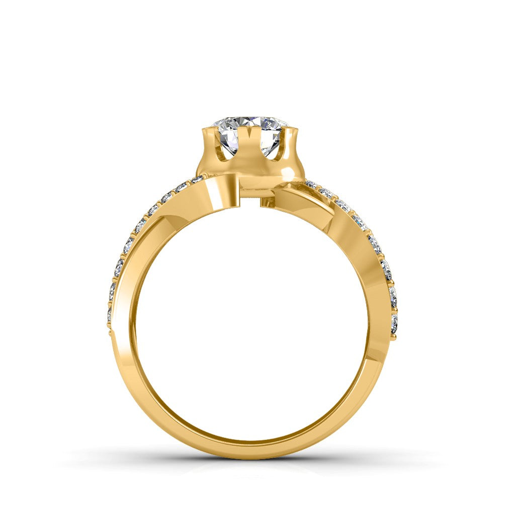 925 Sterling Silver With Vermeil Gold Certified 0.68 CT Round Cut EF VS/SI Lab Grown Diamond Engagement Ring