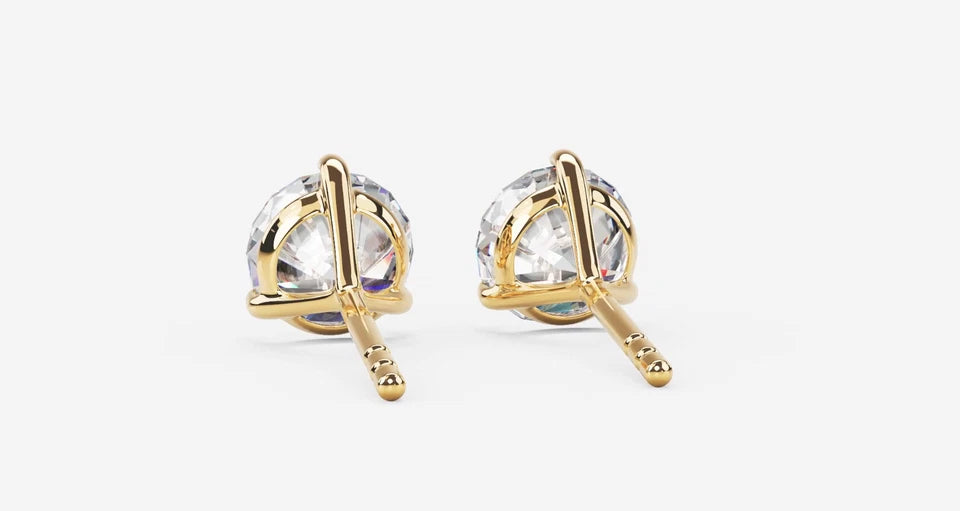 Women's Stud Earrings 1 CT Certified EF VS/SI Lab Grown Diamond 925 Sterling Silver With Vermeil Gold