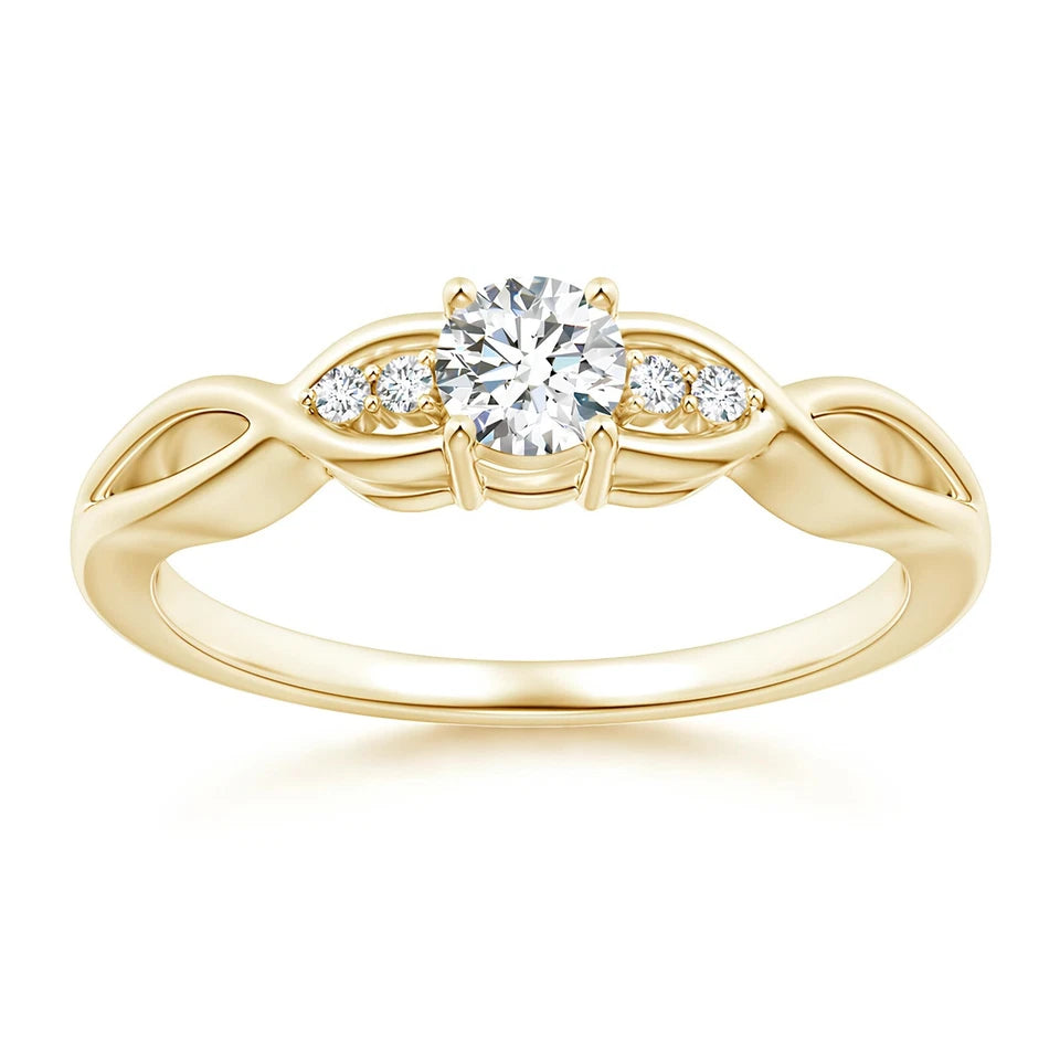 Certified 1.04 CT EF VS/SI Lab Grown Diamond Engagement Ring 925 Sterling Silver With Vermeil Gold
