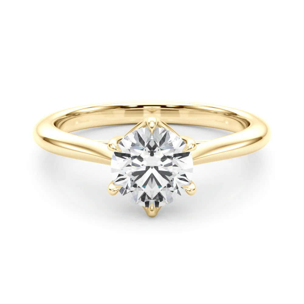 Certified 1.00 CT Round Cut EF VS/SI Lab Grown Diamond Engagement Ring 925 Sterling Silver With Vermeil Gold