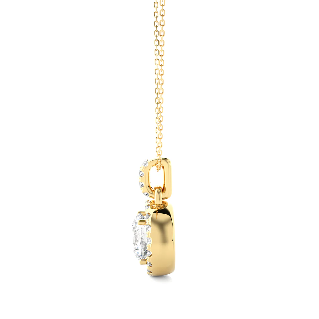 0.66 CT Round Cut EF VS/SI Lab Grown Diamond Cluster Pendant 925 Sterling Silver With Vermeil Gold ( Without Chain )